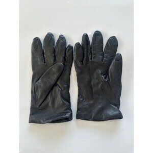 Lord & Taylor Womens 7.5 Black Leather Gloves Cashmere Lining Old Money Timeless